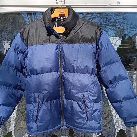 Athletech Men's Large Navy And Black Puffer Down Jacket Large Insulated Fleece - Picture 1 of 6